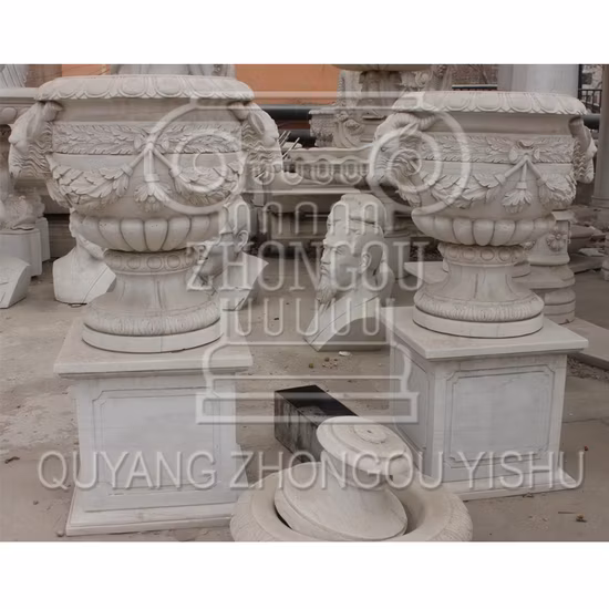 Figura escultura urnas de mármore ou plantador de mármore, vaso de flores