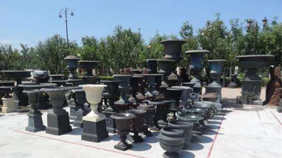 Atacado decoração para casa metal jardim vaso aberto urna vasos de flores de ferro fundido plantadores
